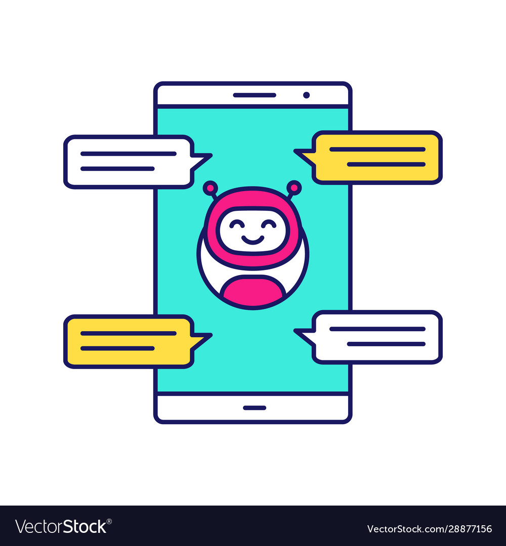 Chatbot with speech bubbles color icon vector image Chatbot with speech bubbles color icon