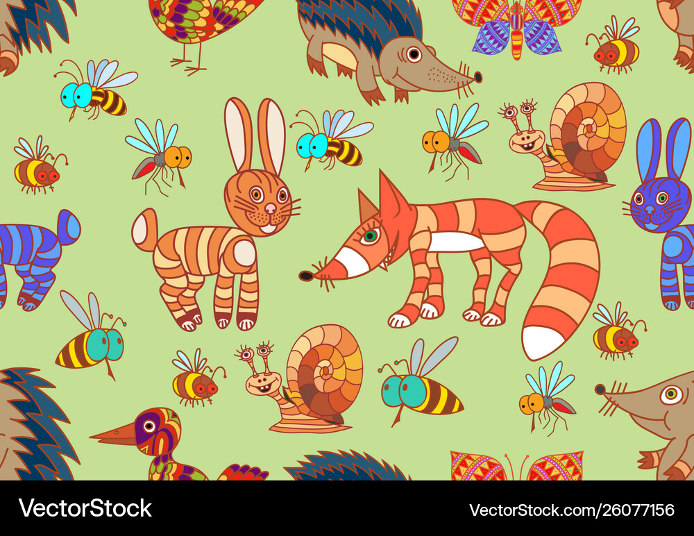 Cute forest animals elements wild Royalty Free Vector Image