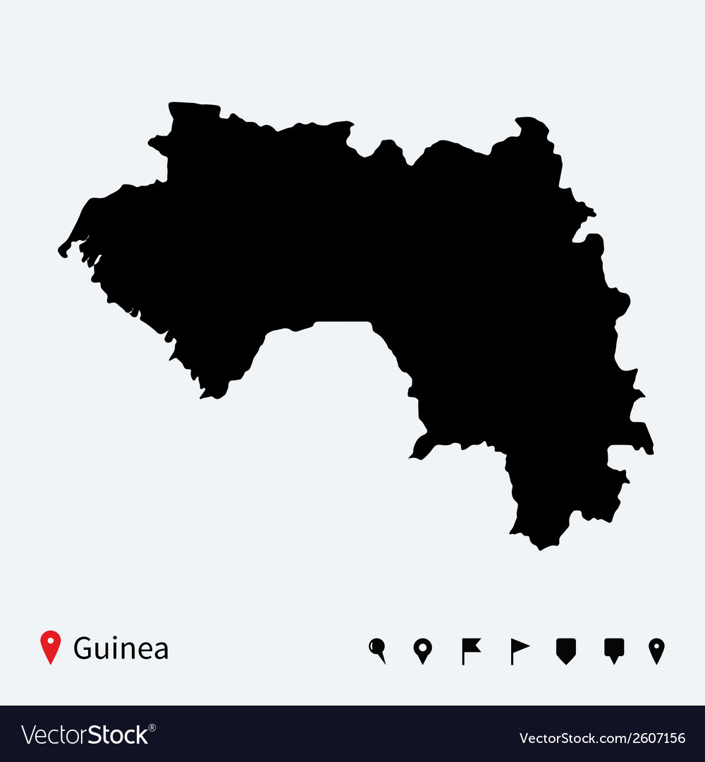 Detailed Guinea Map with Navigation Pins