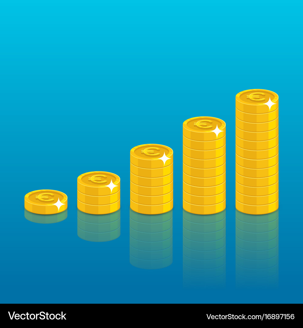 Euro coin stack Royalty Free Vector Image - VectorStock