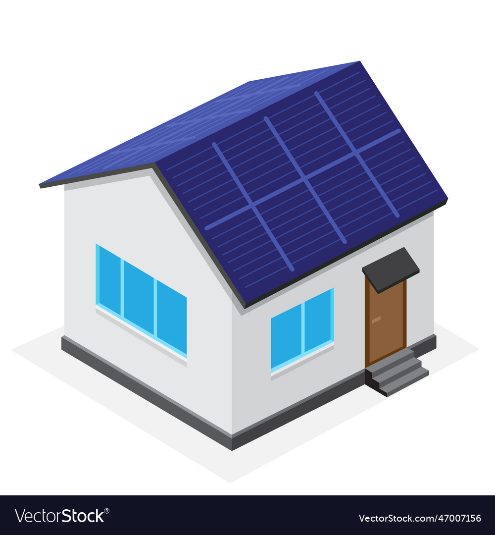 House building with solar panel roof