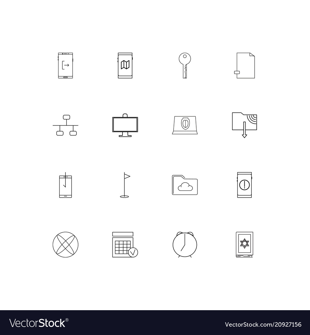 Internet technologies linear thin icons set