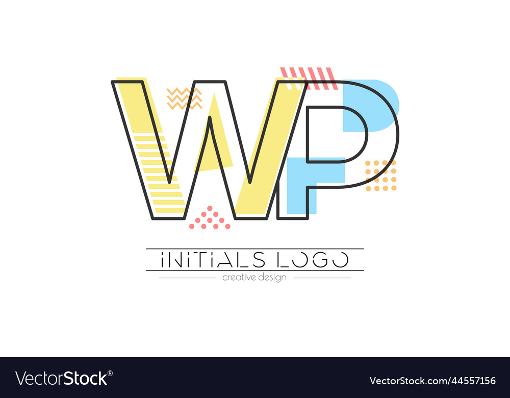 Letters w and p merging of two initials vector image Letters w and p merging of two initials