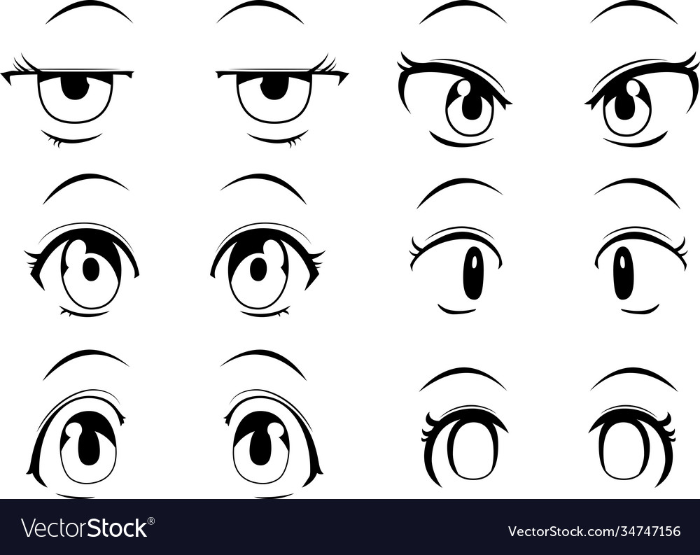 Anime Eyes Simple Drawing Reference Stock Illustration 2310385913