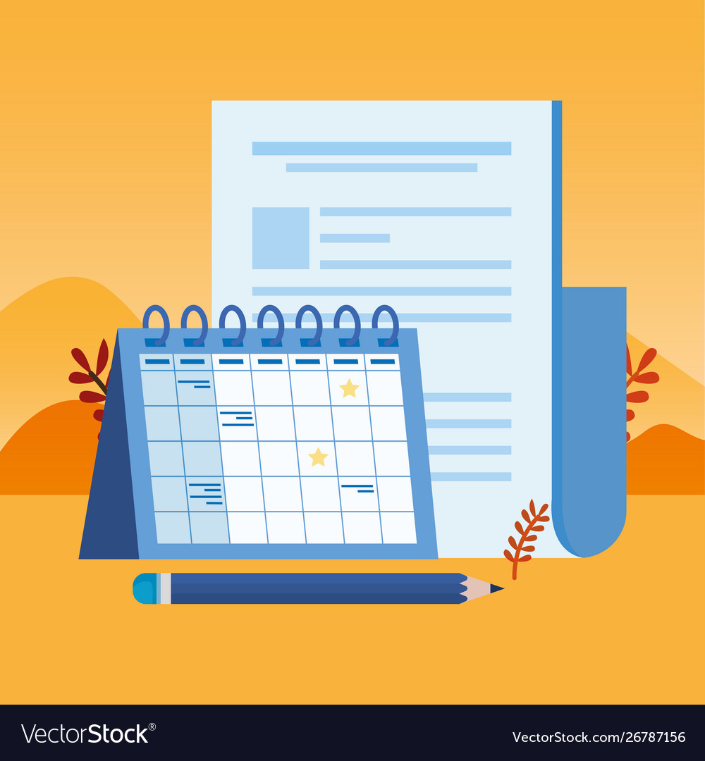 Paper document file with calendar