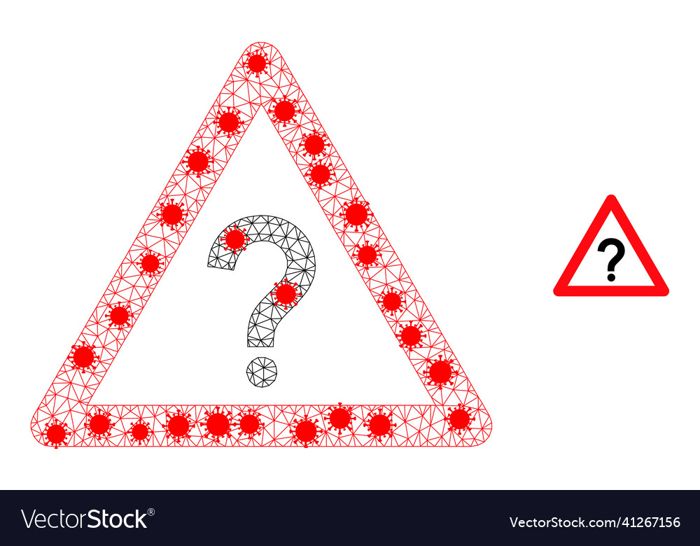 Polygonal network question warning icon vector image Polygonal network question warning icon
