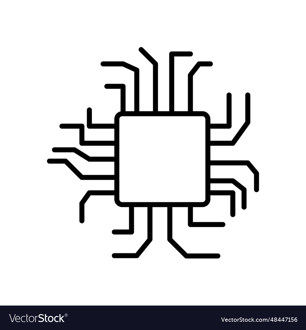 Processor icon line design template isolated Vector Image Processor icon line design template isolated