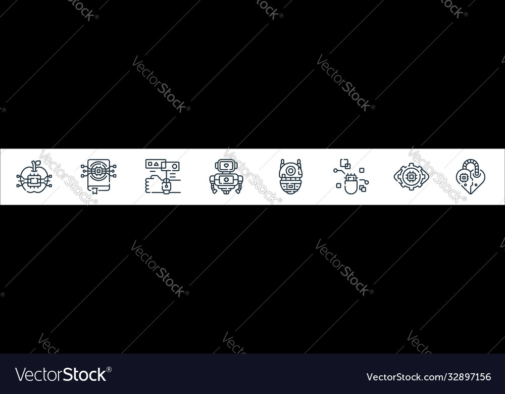 Robotics line icons linear set quality