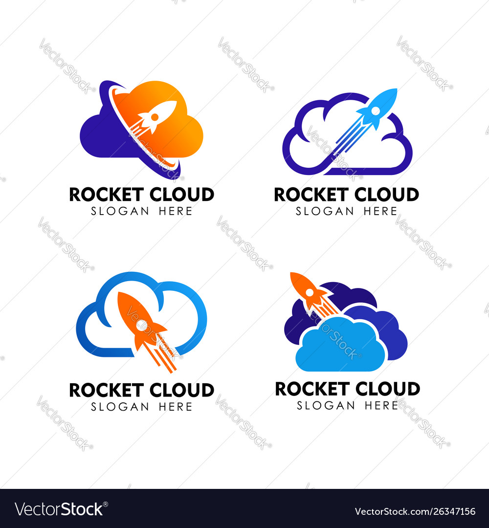 Rocket cloud logo design template vector image Rocket cloud logo design template