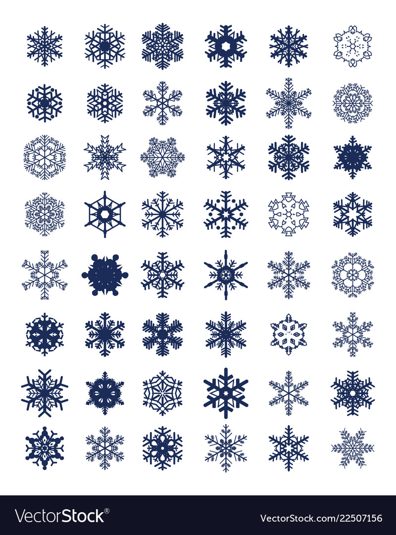 Set of different blue snowflakes