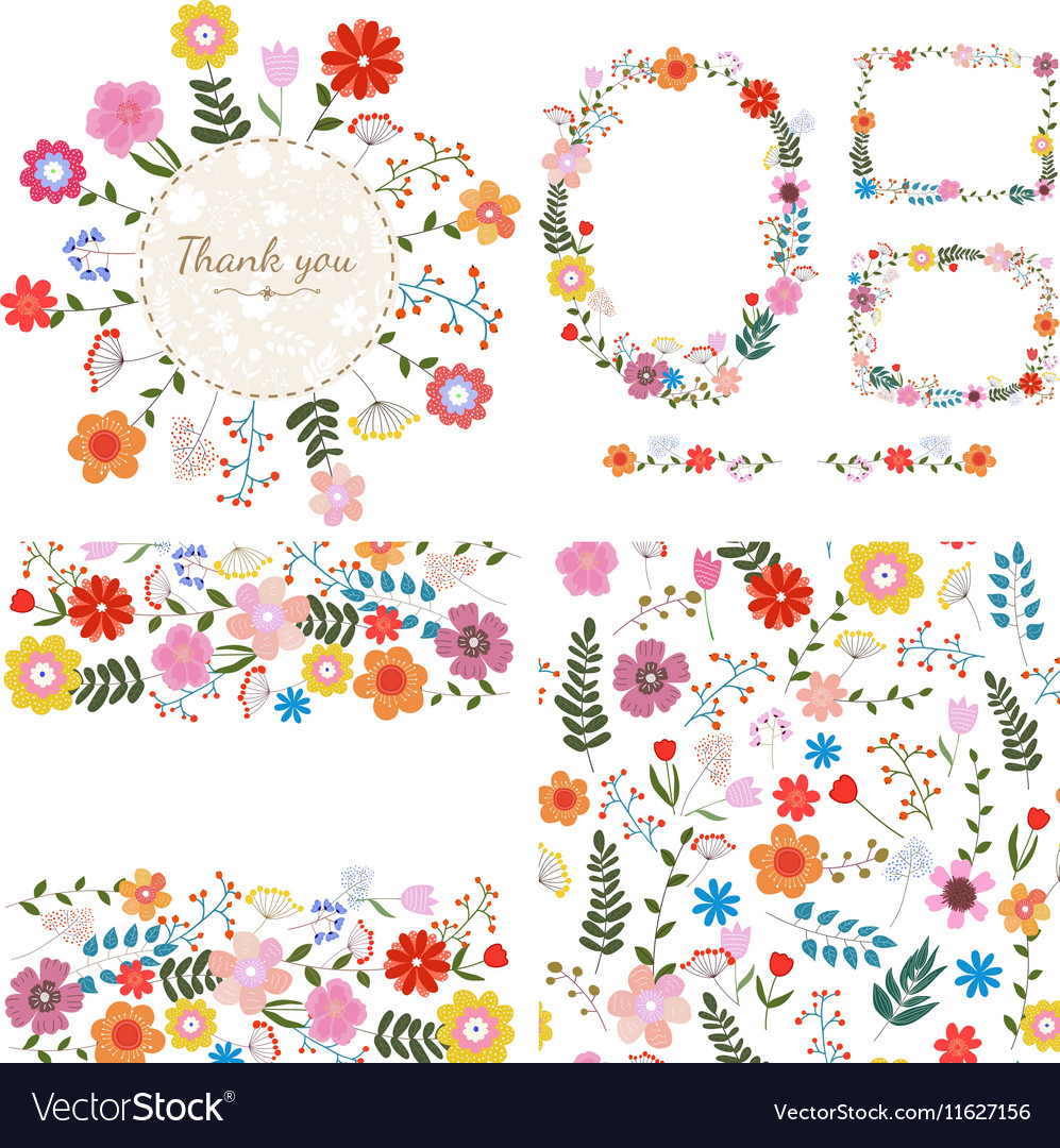 Set of floral backgrounds spring and summer