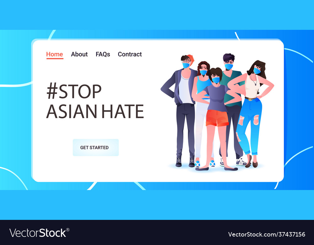 Stop asian hate activists in masks protesting