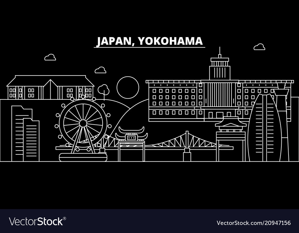 Yokohama silhouette skyline japan