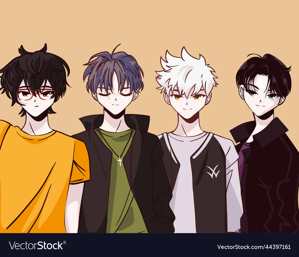 Premium Vector  Set of anime boy portrait art collection of anime