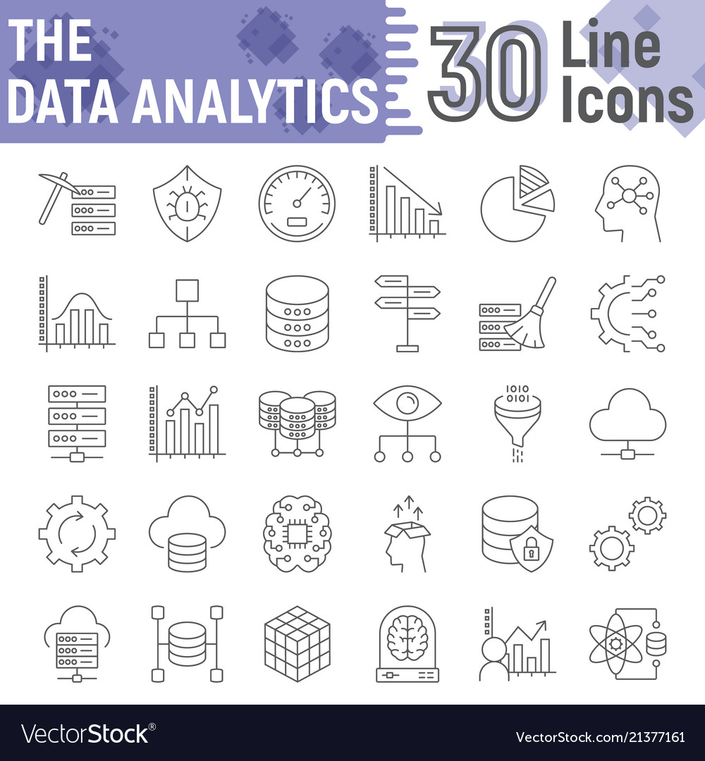 Data Analytics Icon Set - Database & Signs