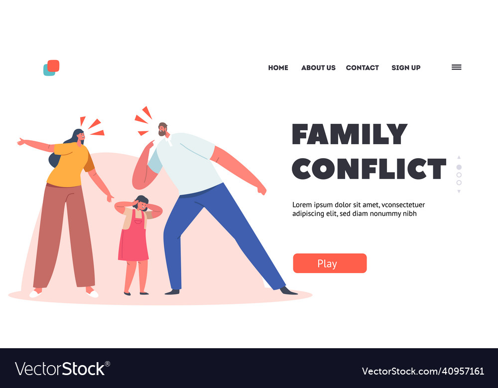 Family conflict landing page template angry