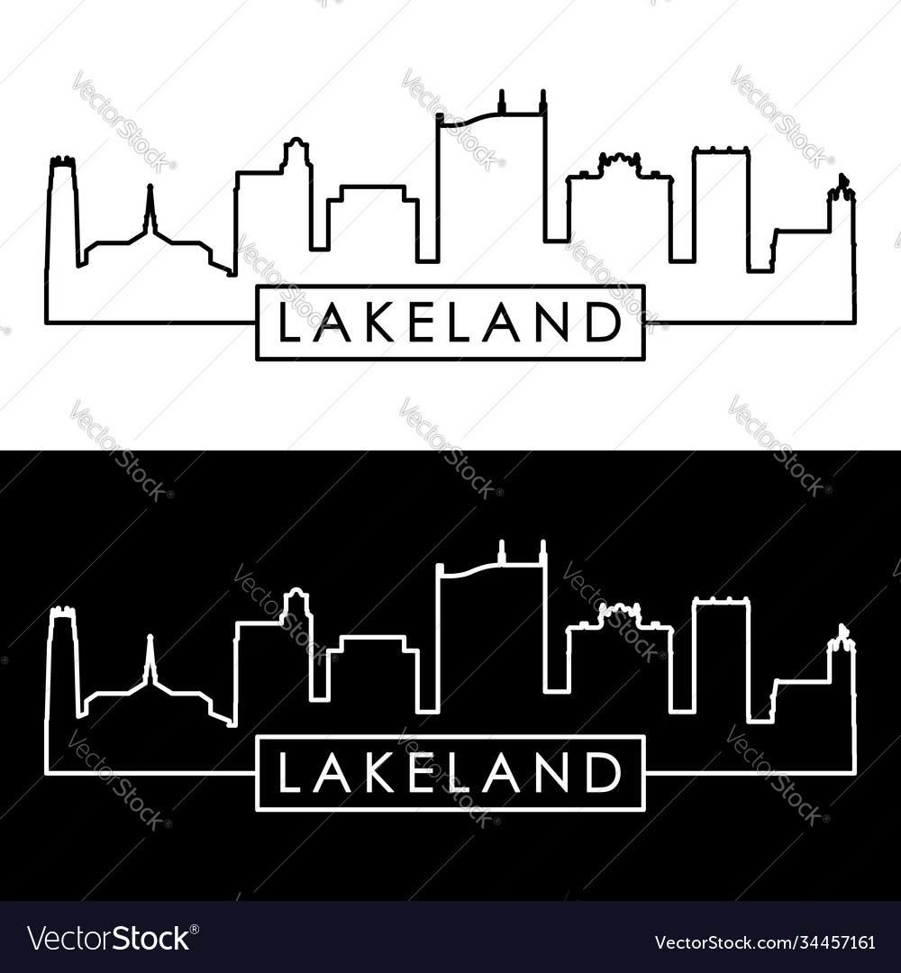 Lakeland florida skyline linear style editable Vector Image