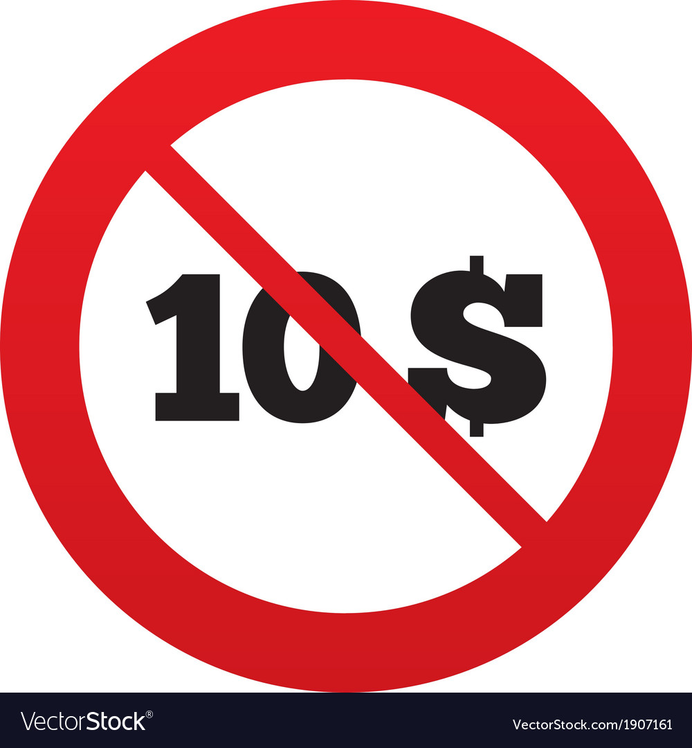 No 10 dollars sign icon usd currency symbol