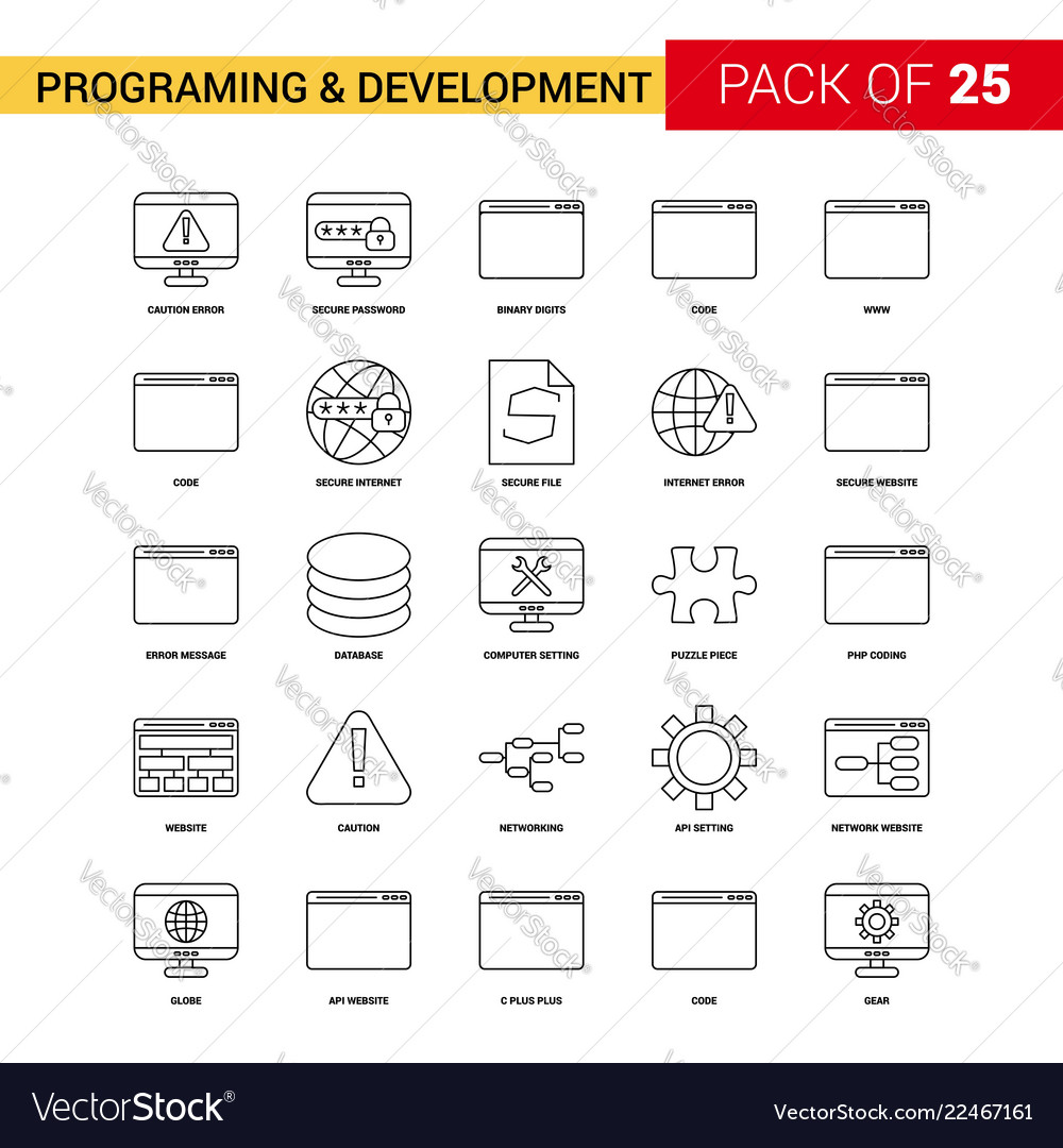 Programming and development black line icon - 25 vector image Programming and development black line icon - 25