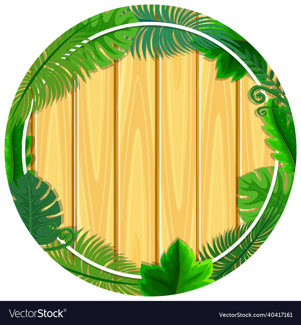 Round frame with tropical green leaves