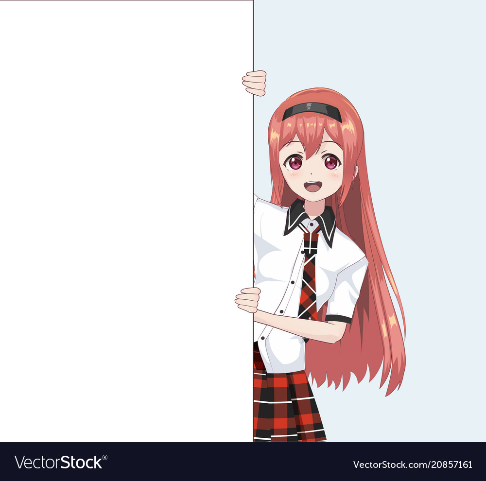 Smiling Anime Girl Behind Poster