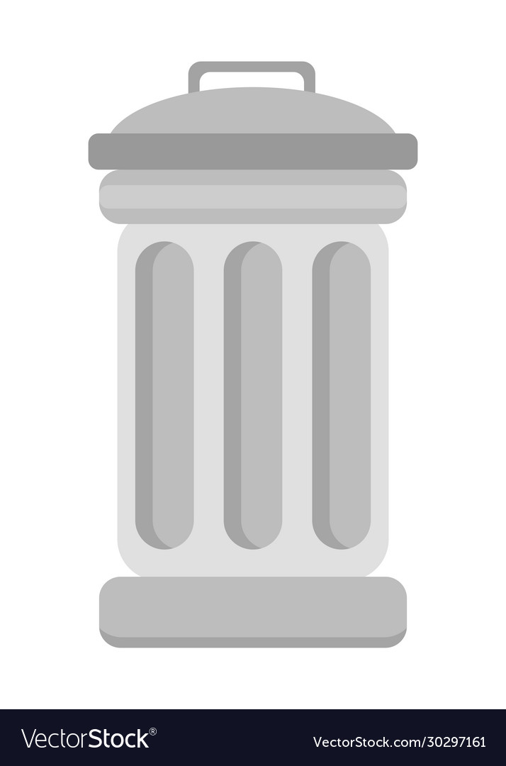 Trash can flat style object grey color