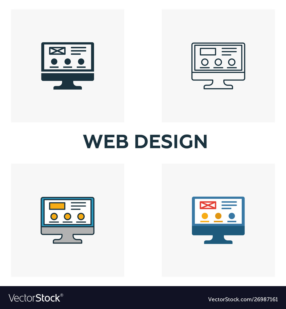 Web design icon set four elements in different vector image Web design icon set four elements in different