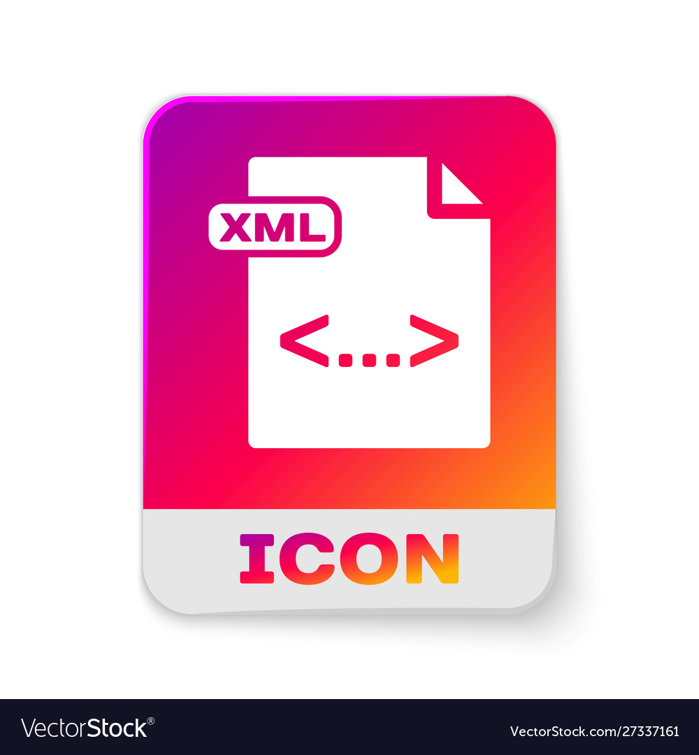 White xml file document download button icon vector image White xml file document download button icon