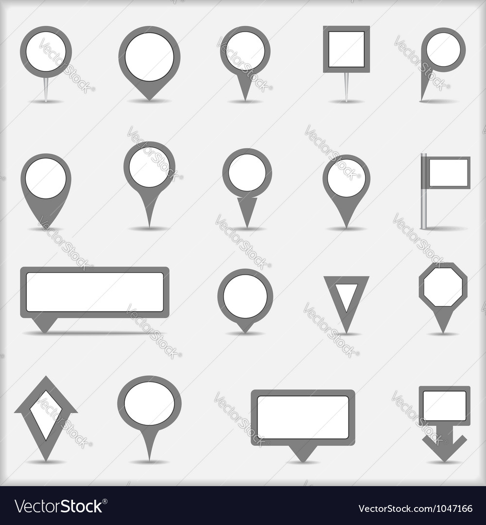Collection simple gray map markers Royalty Free Vector Image