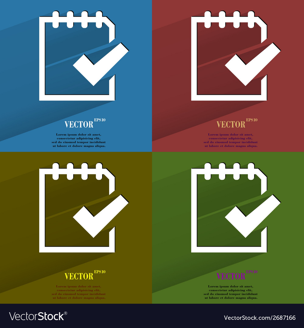 Color set notepad paper documents flat modern web