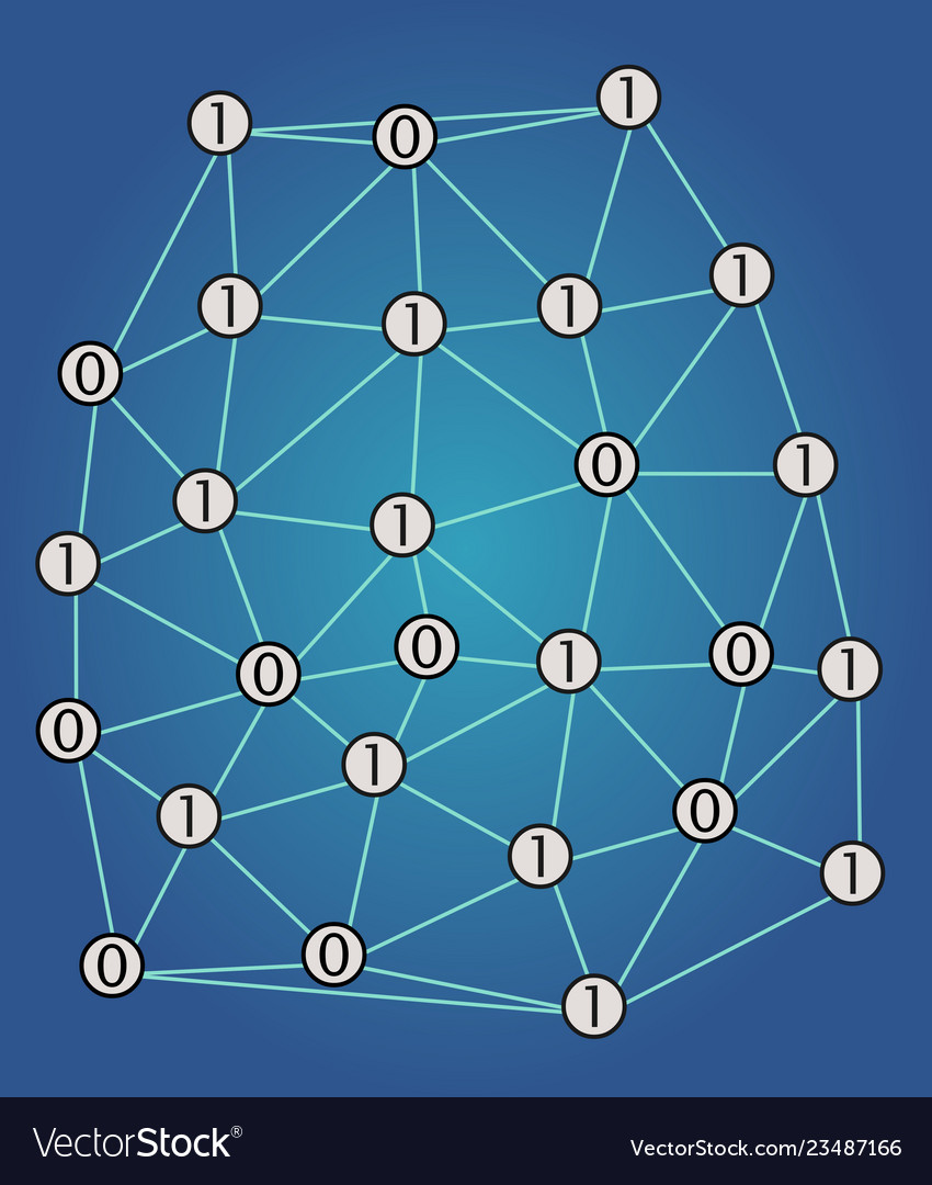 Digitales Netzwerk mit binären Codenummern 1 und 0 vector image Digitales Netzwerk mit binären Codenummern 1 und 0