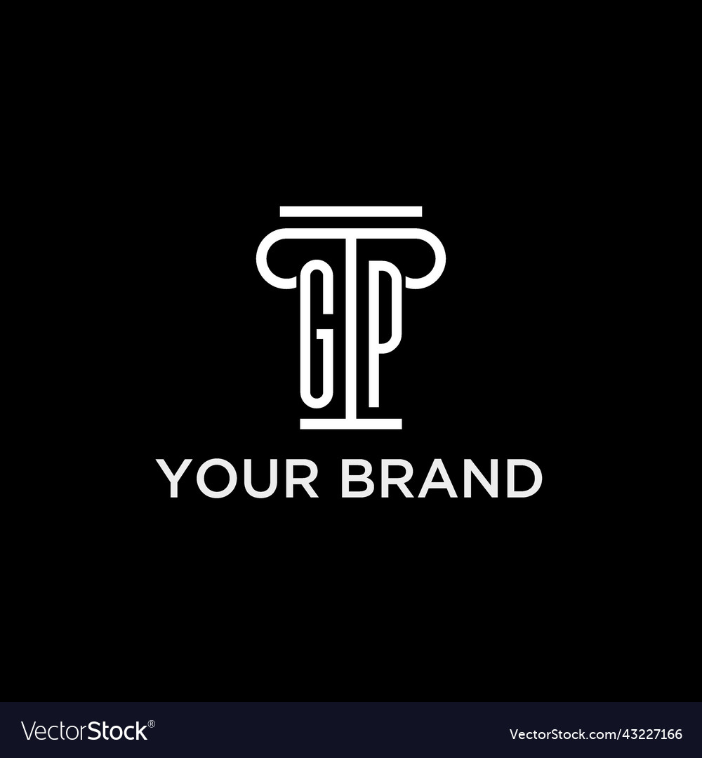 Gp monogram initial logo with pillar shape icon