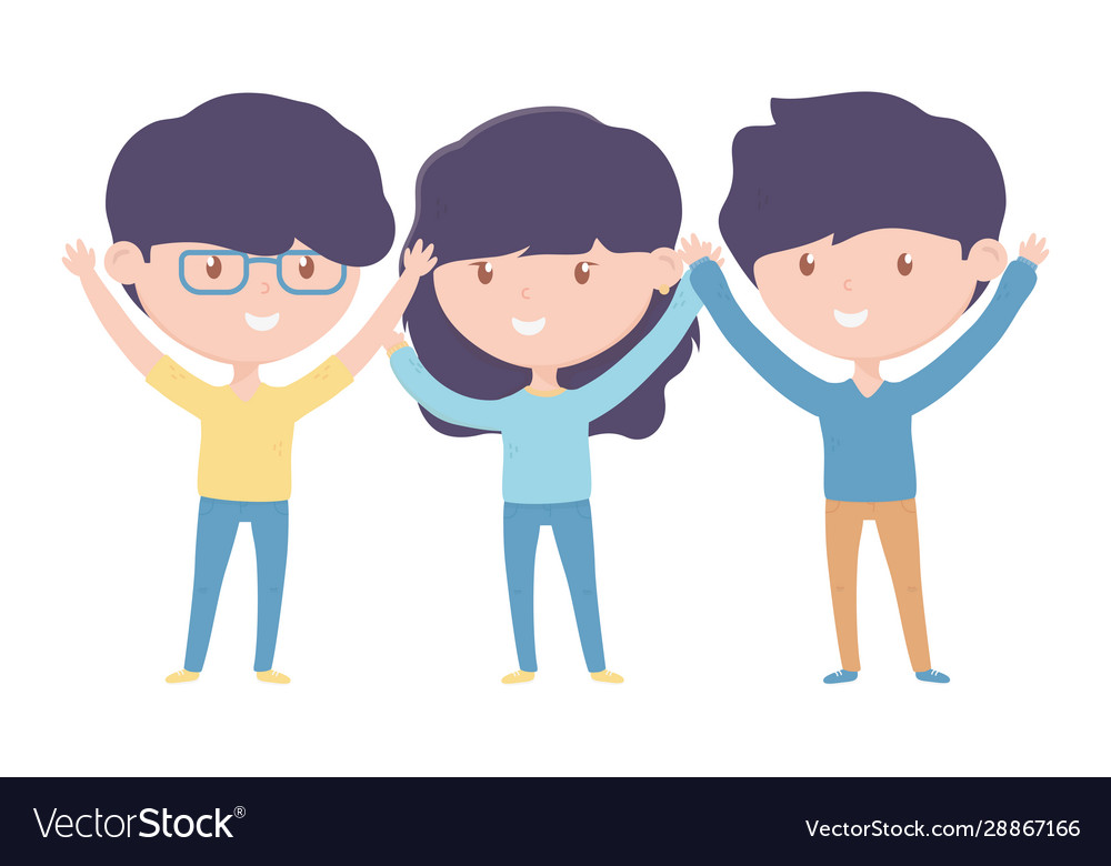 Group young people cartoon characters on white Vector Image Group young people cartoon characters on white Vector Image