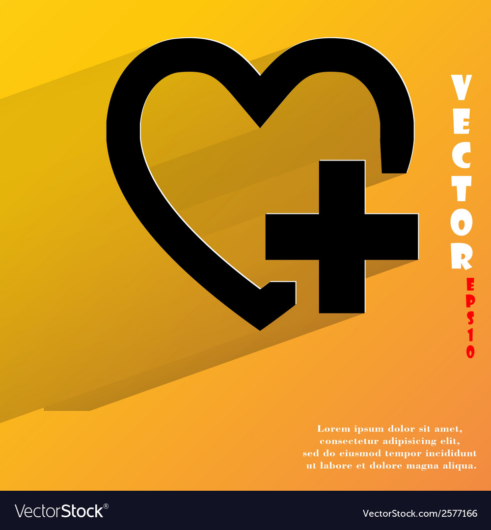 Heart flat modern web button with long shadow