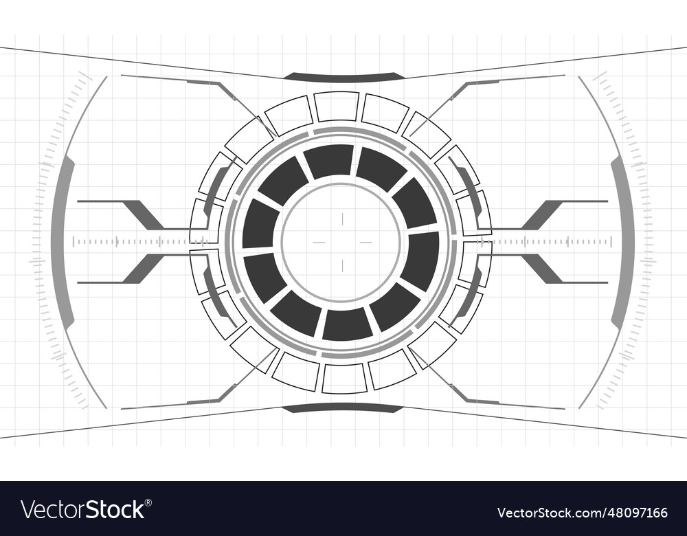 Hud sci-fi interface screen monochrome view vector image Hud sci-fi interface screen monochrome view