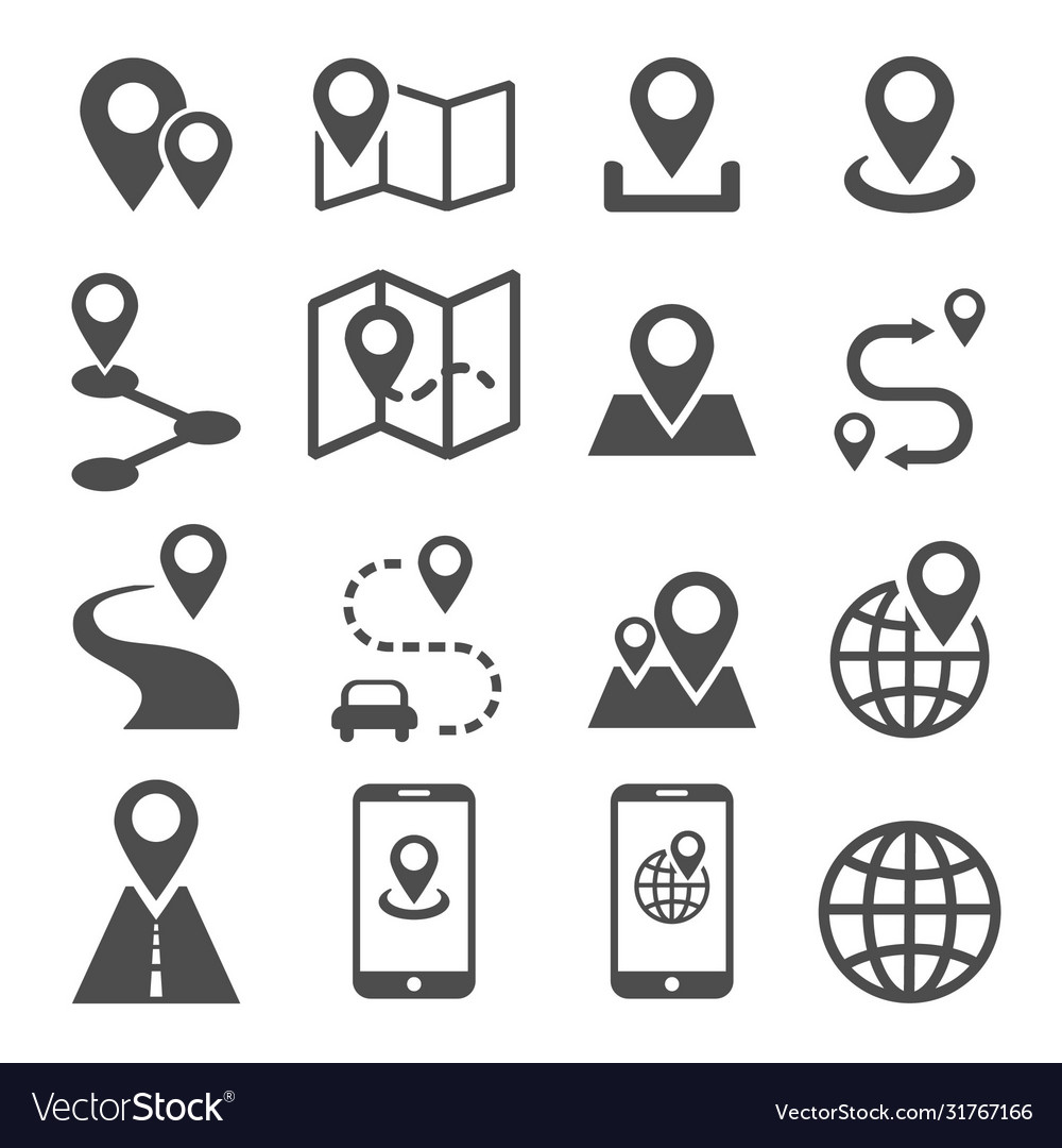 Location map icon set Vector Image Location map icon set