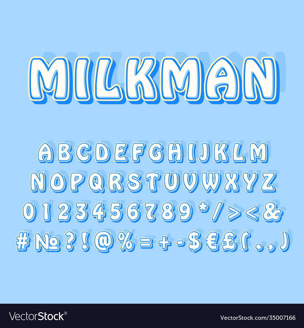 Milkman vintage 3d alphabet set vector image Milkman vintage 3d alphabet set
