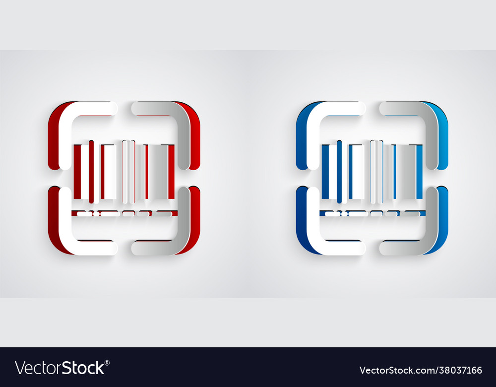 Paper cut scanner scanning bar code icon isolated Vector Image Paper cut scanner scanning bar code icon isolated