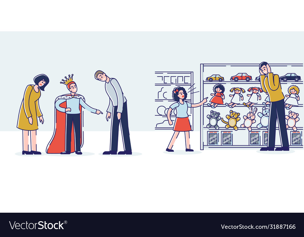Problem Kinder und müde Eltern verwöhnt Kinder Vector Image Problem Kinder und müde Eltern verwöhnt Kinder