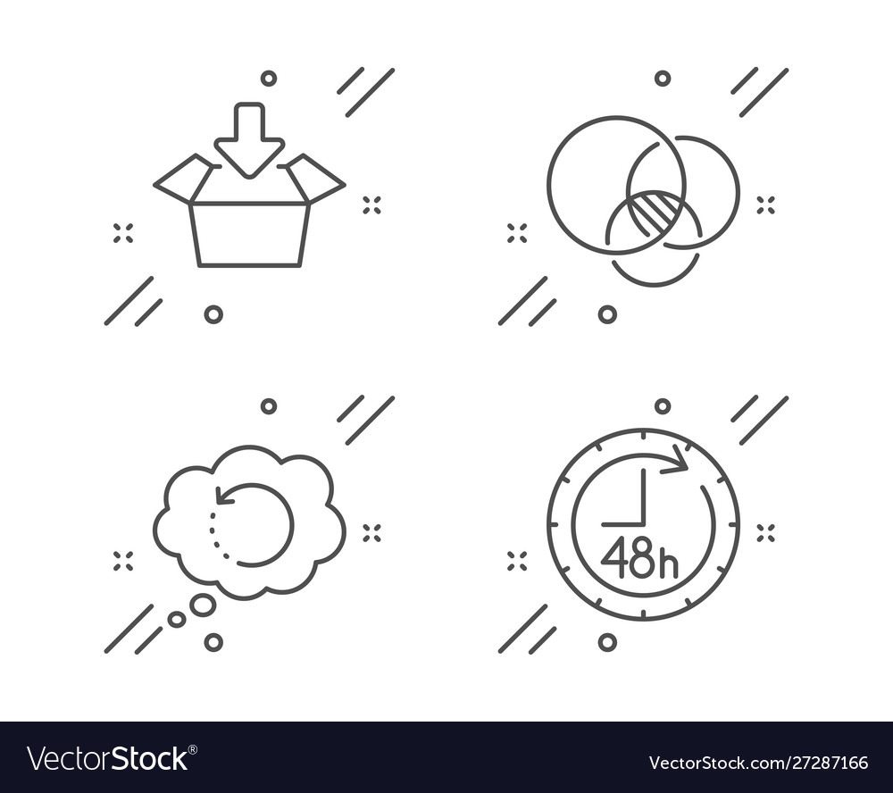 Recovery data get box and euler diagram icons set
