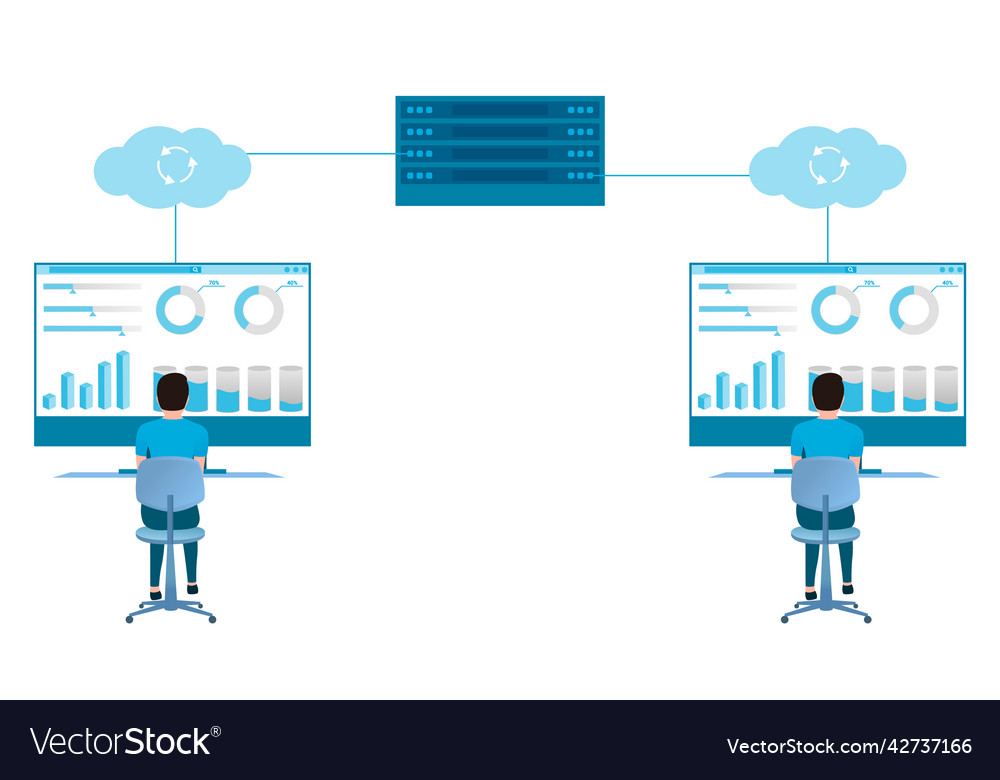 Remote work cloud computing server Vector Image Remote work cloud computing server
