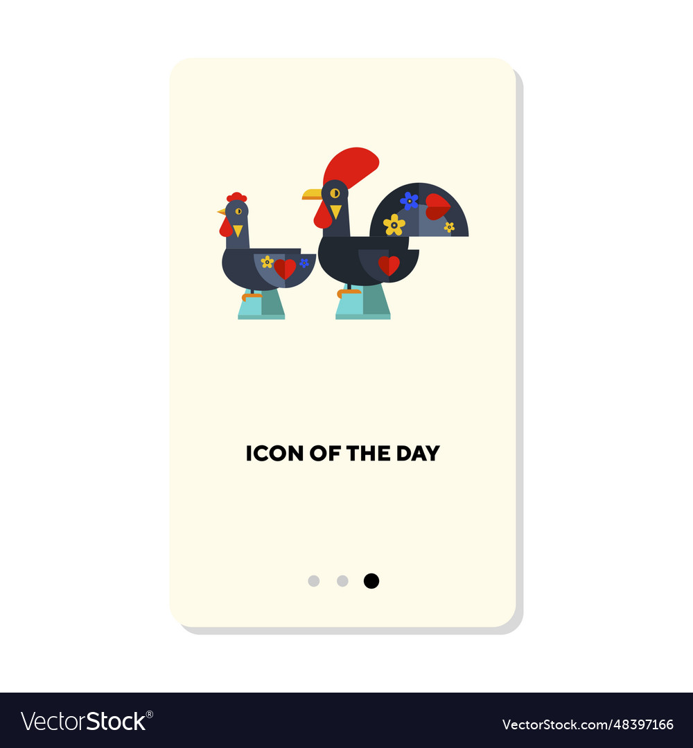Rooster toy with national ornament flat vector image Rooster toy with national ornament flat