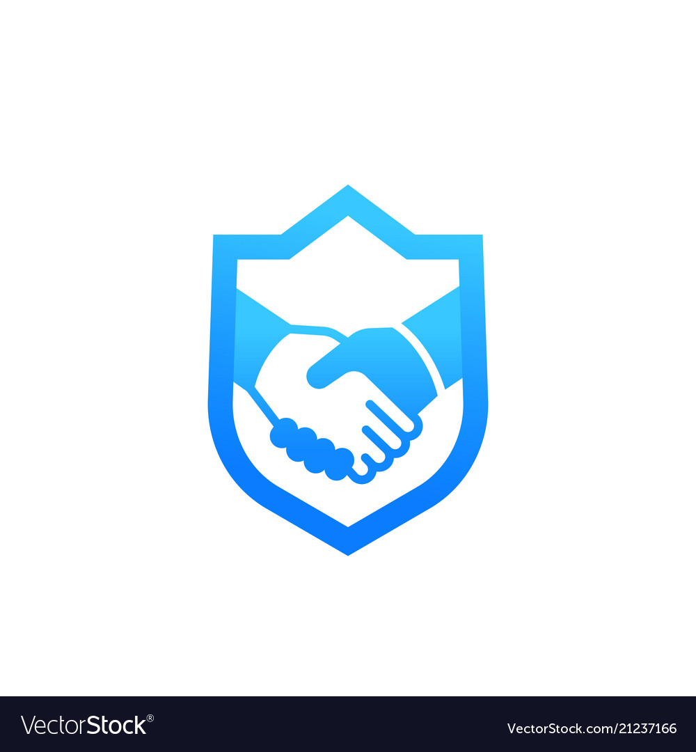 Safe deal partnership icon with handshake