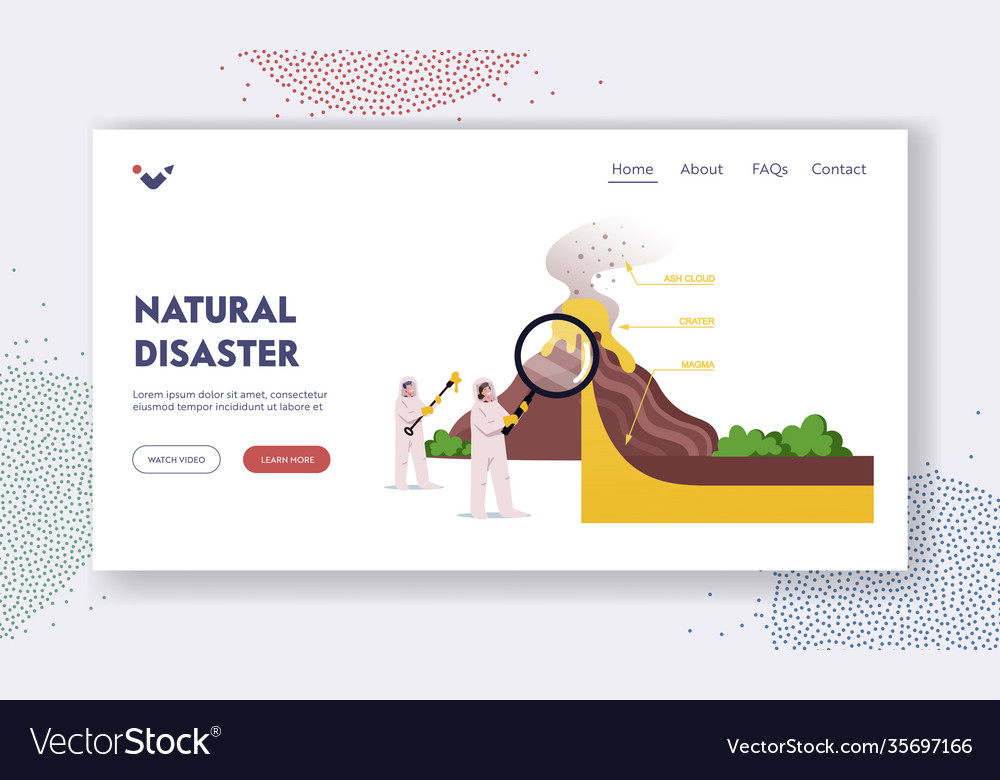 Scientists characters studying volcano eruption Vector Image Scientists characters studying volcano eruption