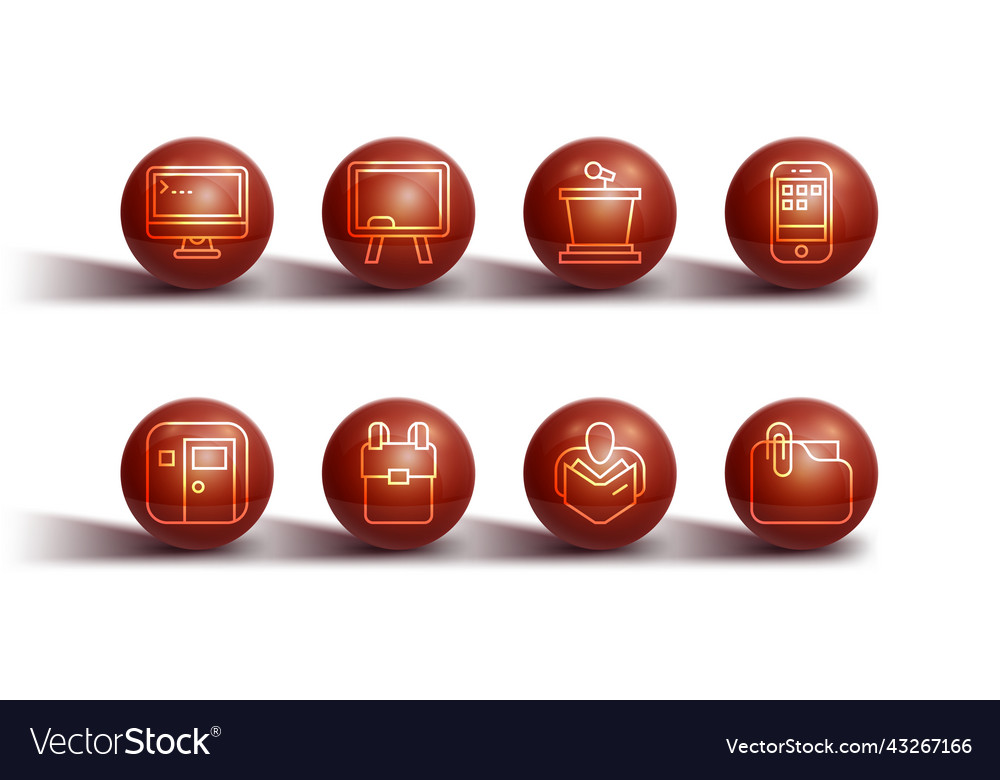 Set line computer monitor school classroom vector image Set line computer monitor school classroom