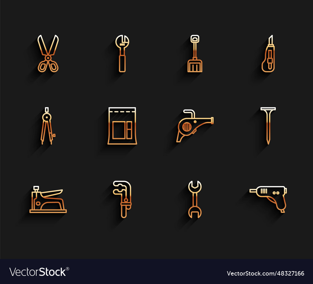 Set line construction stapler clamp tool scissors Vector Image Set line construction stapler clamp tool scissors