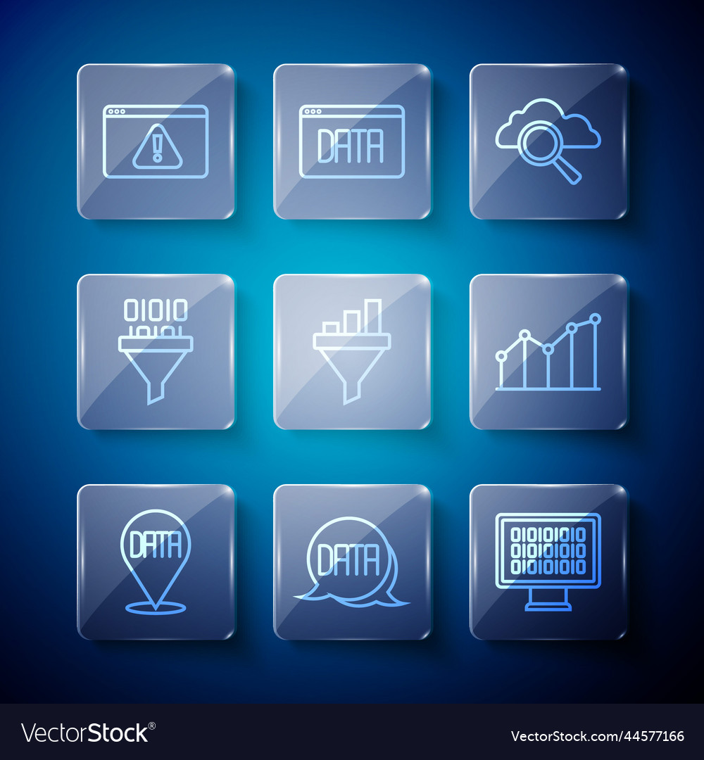 Set line data analysis binary code search cloud vector image Set line data analysis binary code search cloud