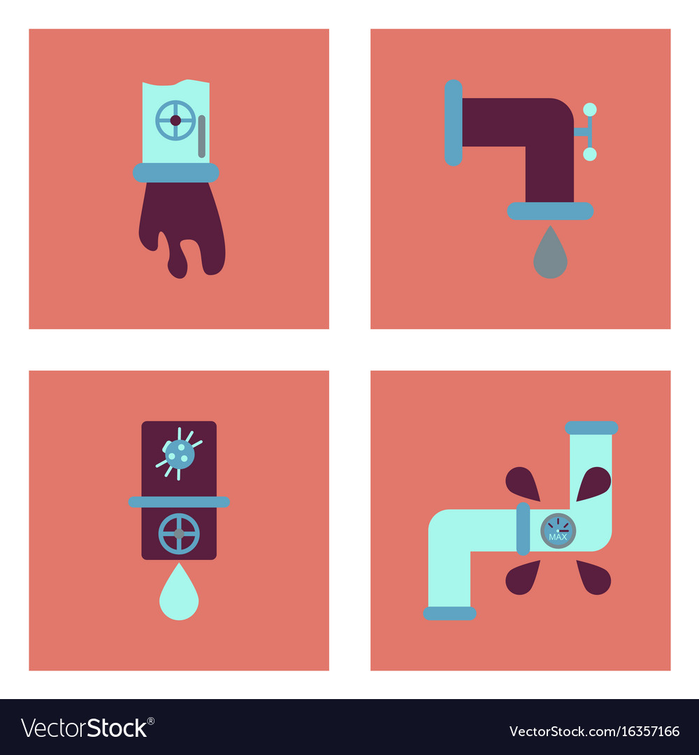 Set of modern eco system icons in flet style