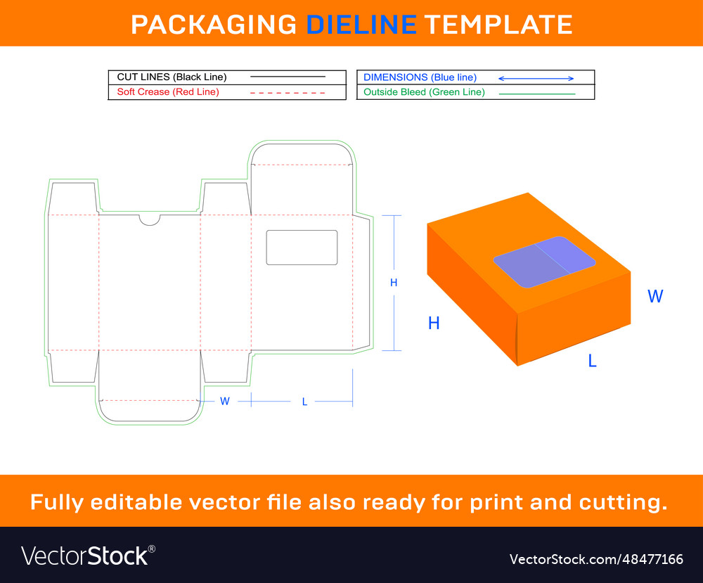 Soap box window dieline template vector image Soap box window dieline template