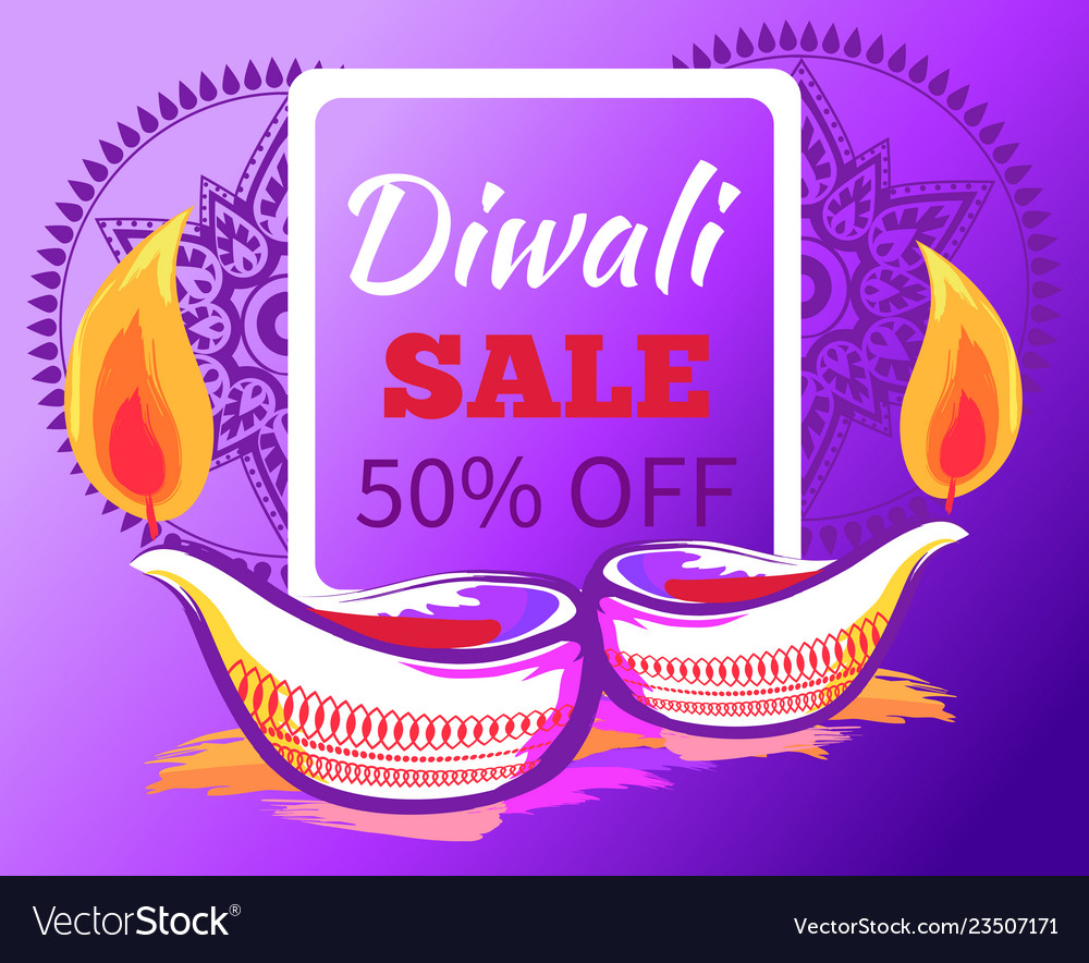 Diwali Sale 50 Off Sign Royalty Free Vector Image
